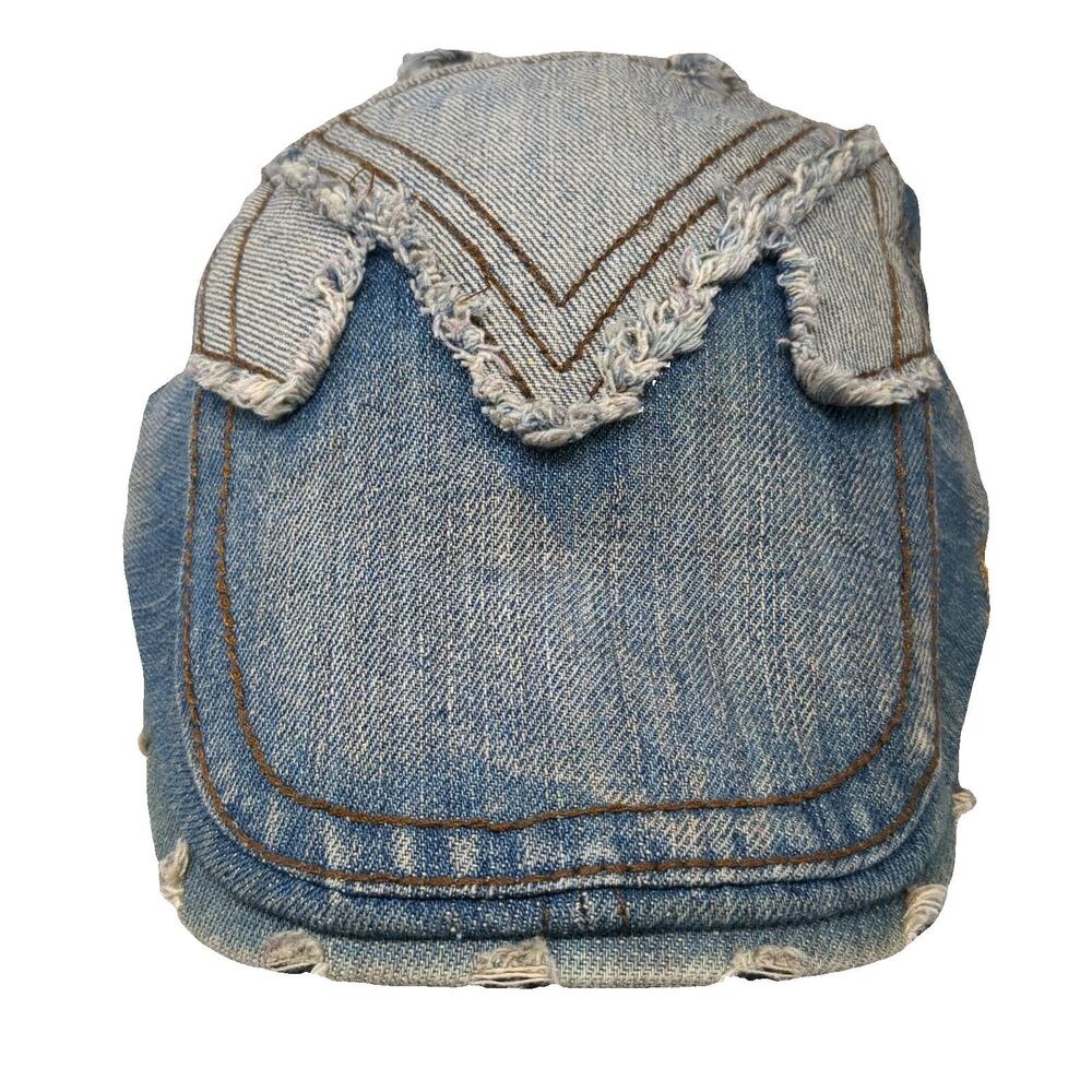 Jamont Newsboy Cap Hat Blue One Size Slideback Denim Patchwork Contrast Stitch